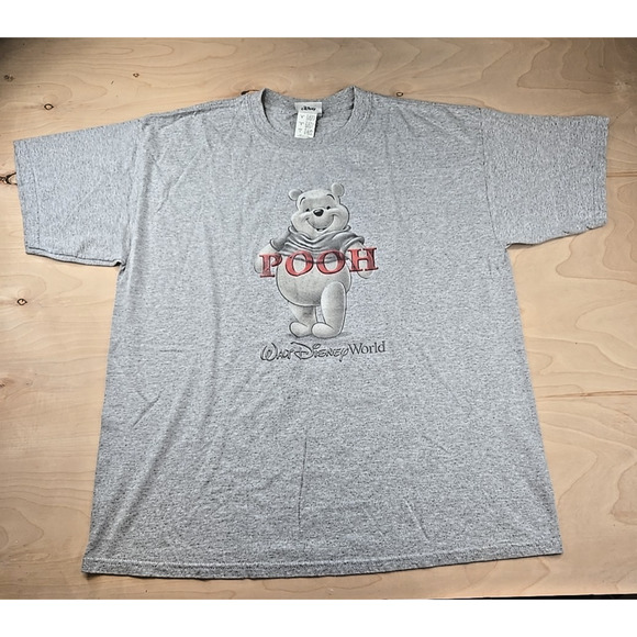 Walt Disney World Pooh Vintage 90s T-shirt Sz L Cartoon Classic Rare Gray - Picture 1 of 7